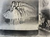 a drawing of a group of people sitting on a bed