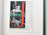 an open book with a picture of a man on a horse