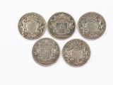 quatre pièces d'argent représentant une couronne au recto et une couronne au verso