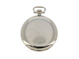 a silver pocket watch with a chain hanging from it