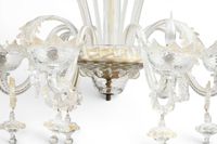 MURANO, Lustre en verre incolore et à dorure pailletée à six… (photo 3)