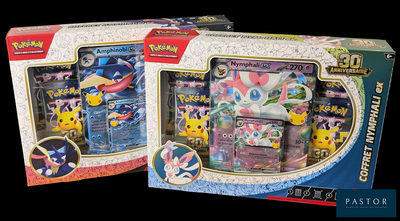 deux boîtes de jouets Pokémon exposées dans un magasin