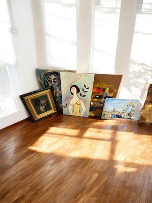 Ensemble d'oeuvres sur toile et carton.