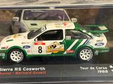 a display case with a model of a car in it