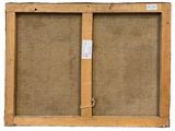 a close up of a wooden frame with a piece of burlock on it