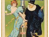 une vieille affiche publicitaire pour l'absinthe, représentant une femme et un homme