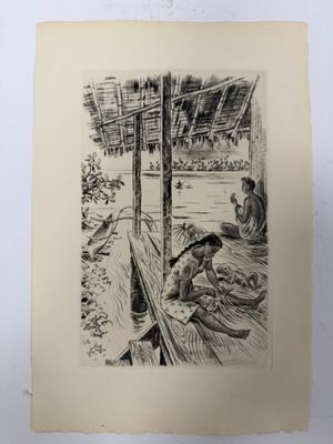 une image représentant le dessin d'un homme assis sur un bateau