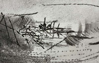 un dessin en noir et blanc d'un bateau dans l'eau