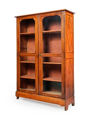 Petite bibliothèque en bois de merisier incrusté de filet d'…