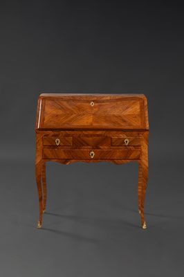 Bureau de pente en bois de placage marqueté en aile de papil…