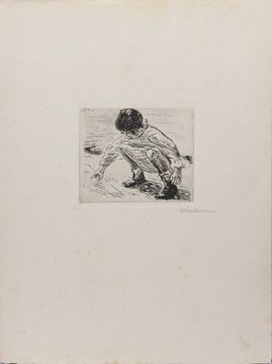 Max LIEBERMANN (1847-1935) Enfant jouant Eau-forte en noir s…