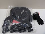 a helmet, gloves, and glove on a table