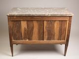 an old wooden chest with a marble top on a white background