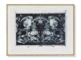 a black and white painting of skulls and skulls in a frame
