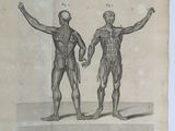 an old book with a drawing of a man and a woman standing next to each other