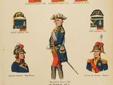 an old print of a military uniform with many different uniforms