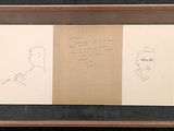 an old picture of a drawing of a man and a woman in a frame