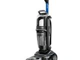 un aspirateur noir et bleu avec une poignée bleue