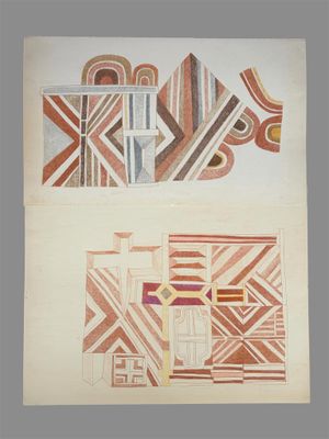 an image of two drawings of geometric designs on a wall