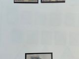 trois timbres sur une feuille blanche représentant un train