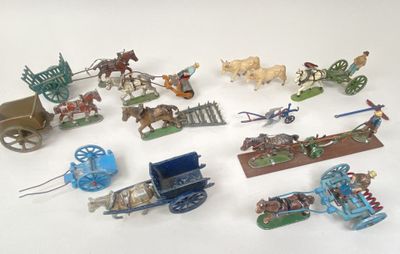 a lot of toy figurines that are on the table