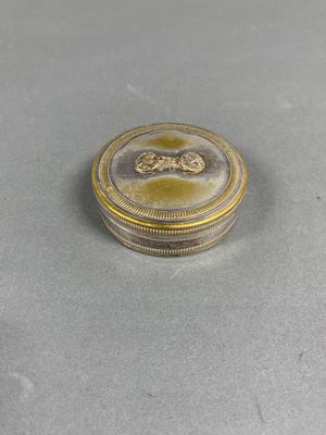 an image of a small silver and gold box with a horse on it