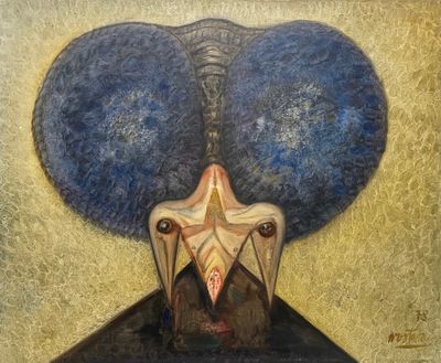 une image représentant un tableau d'un homme aux grands yeux bleus