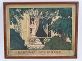 tableau représentant une femme regardant par la fenêtre derrière un rideau