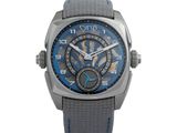 montre pour homme avec cadran bleu et bracelet en caoutchouc gris