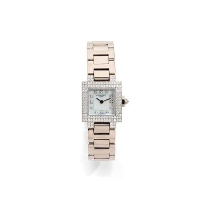 cartier a lady ' s diamond set stainless steel bracelet watch