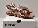 a close up of a box with a pair of sandals on it