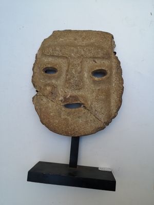 CULTURE CHONTAL - guerrero Masque Pierre, cassé et recollé