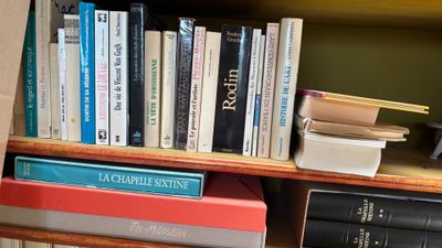 de nombreux livres qui se trouvent sur une étagère dans la pièce