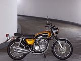 a motorcycle that is parked in a parking garage