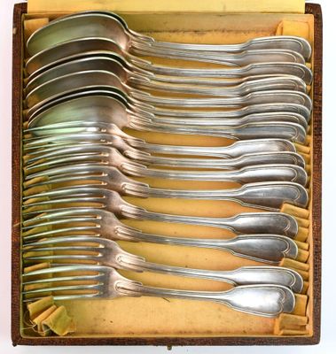 Service à Gigot En Métal Argenté – Début XXe – Écrin D’origine – Marque Pages