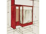 une image représentant un dessin d'une fenêtre avec des rideaux