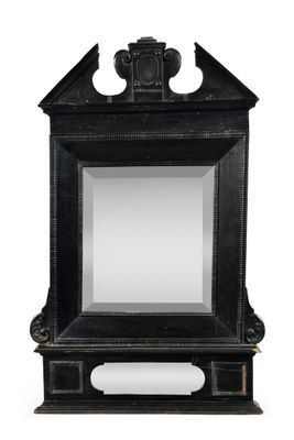 an image of a mirror with a black frame and a white background