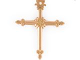 a gold cross on a white background with a crescent above it