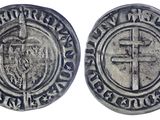une pièce d'argent avec une croix au recto et une croix au verso
