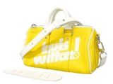 a picture of a yellow bag with a white strap