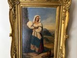 an old painting of a woman holding a baby in a gold frame