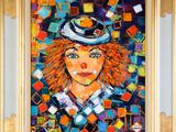 a painting of a woman wearing a hat and a top hat