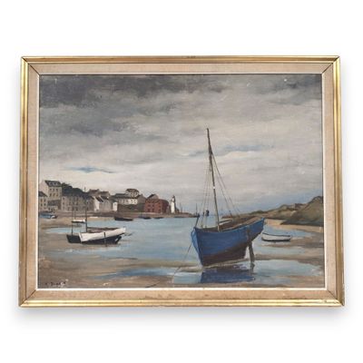 A. DUPONT (XXème) Belle Ile, le port de Sauzon