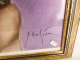 une image représentant un tableau d'une femme en robe violette