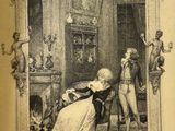an old picture of a man and a woman in a living room