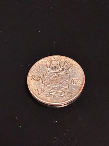 Pièce en argent, Monnaie Guillaume 1er, 25 centsn atelier B (Brux...