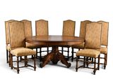 une image représentant une table à manger ronde entourée de six chaises