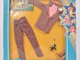 une poupée dans une boîte, avec des vêtements et des accessoires pour poupée