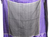 a close up of a purple and black scarf on a white background
