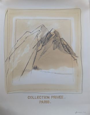 une image représentant un dessin de montagne dans un cadre carré